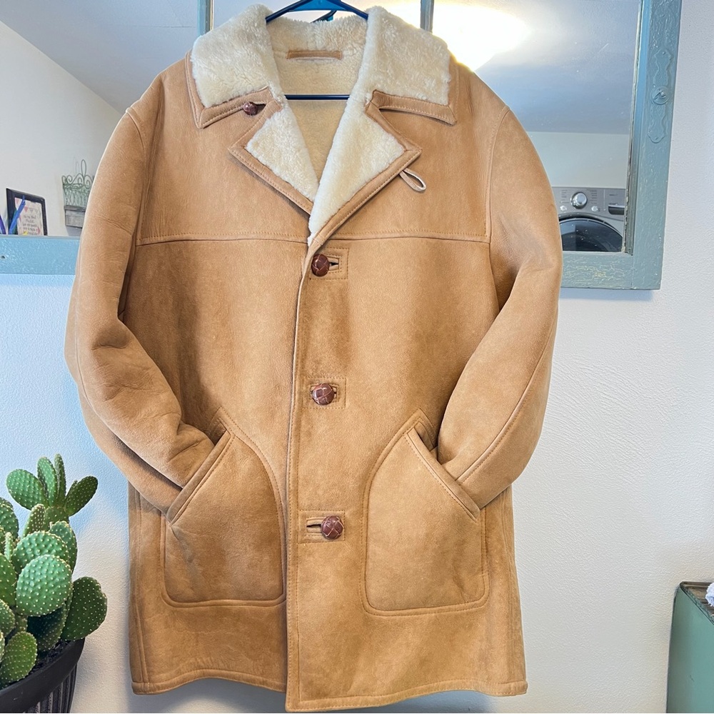 Vtg Matterhorn of Napa Rancher style suede shearling Sherpa coat - Size 42
